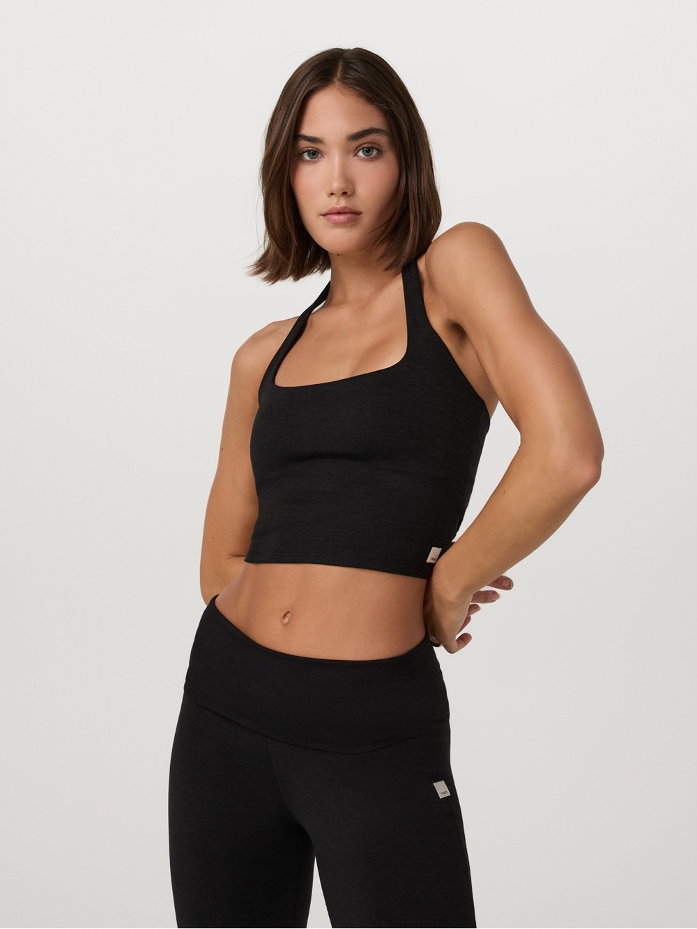 Vuori Halo Halter Top Black Heather